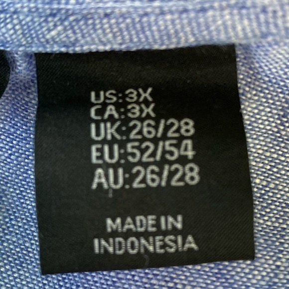 Tahari 100% Linen V-Neck Hooded 3/4 Sleeve Button Back Tunic Top Blue (Size 3X) - Picture 11 of 13